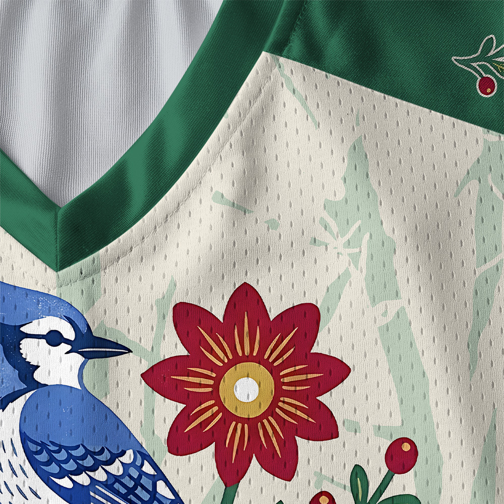 Tokyo-Tiger Floral Birdsong Paneled Long Sleeve Jersey