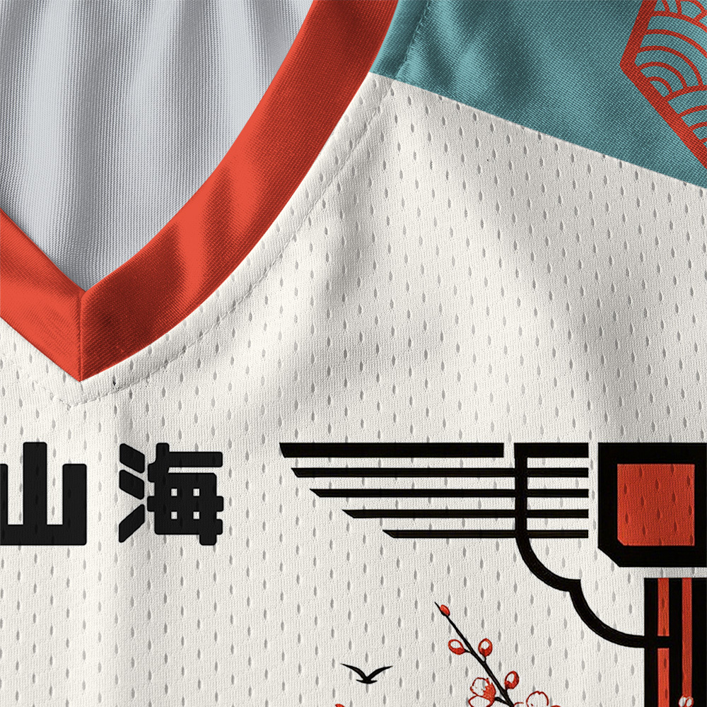 Tokyo-Tiger Mountains Seas Cherry Blossoms Paneled Long Sleeve Jersey