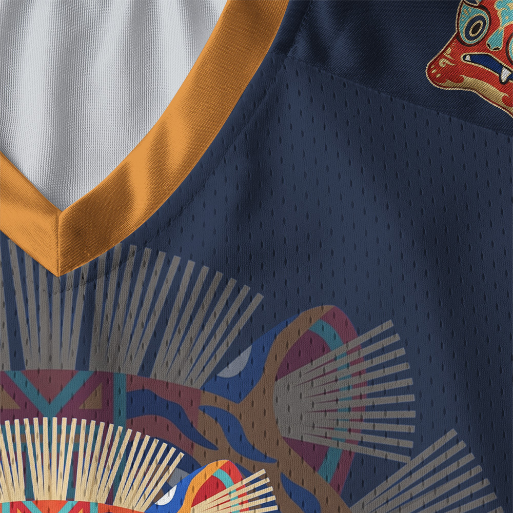 Tokyo-Tiger Tribal Folk Art Colorful Tiger Paneled Long Sleeve Jersey