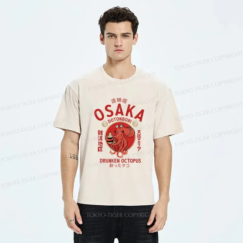 Tokyo-Tiger Drunken Octopus Japan Washed T-Shirt