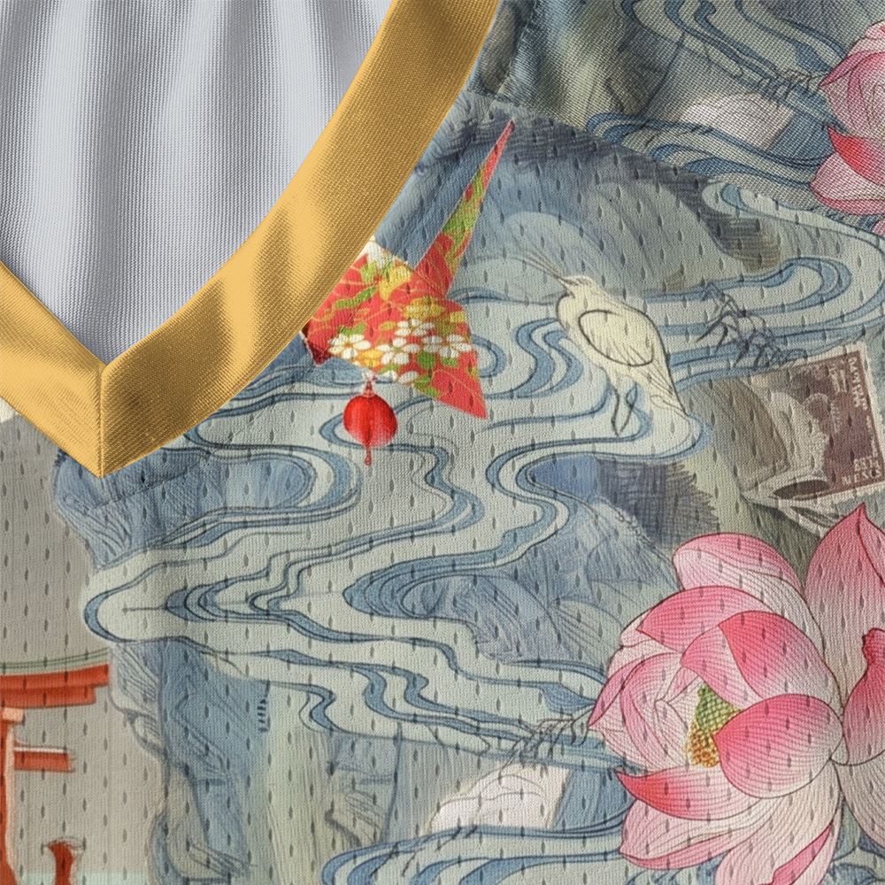 Tokyo-Tiger Vintage Japanese Art Collage Paneled Long Sleeve Jersey