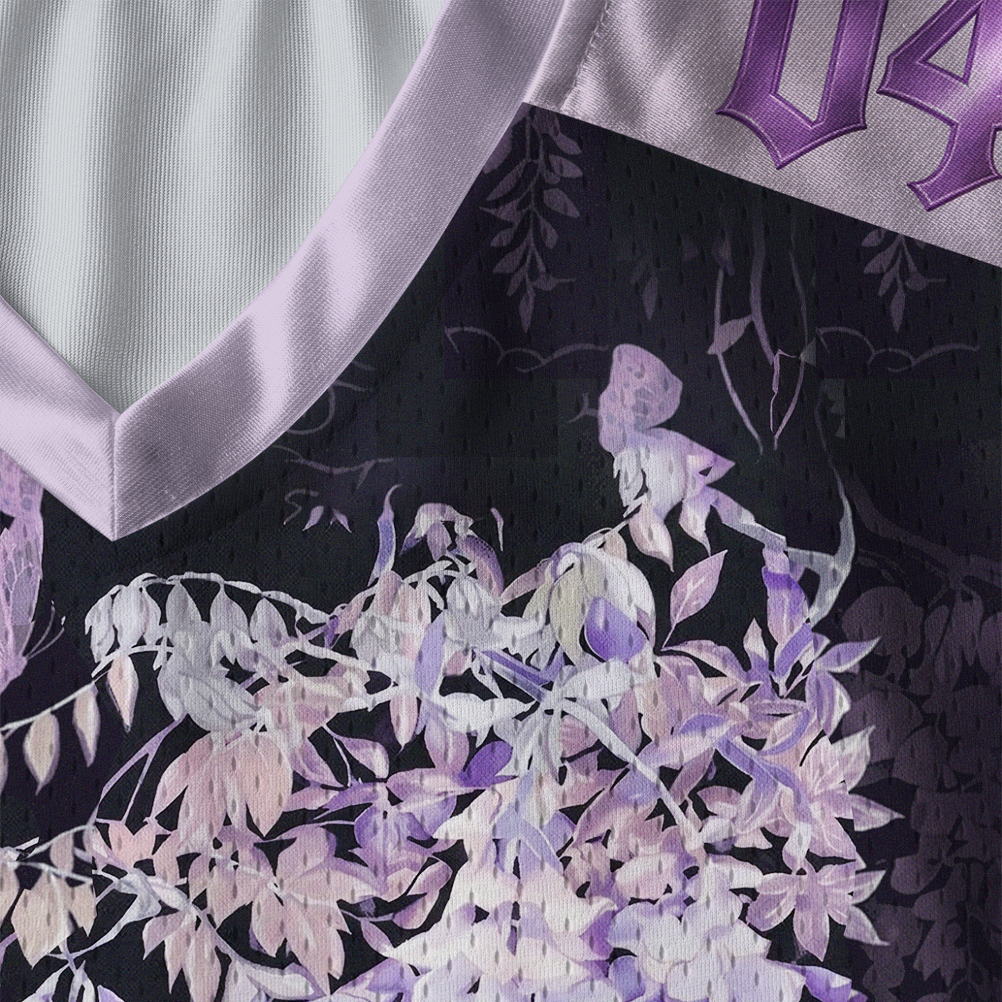 Tokyo-Tiger Wisteria Jpanese Flowers Paneled Long Sleeve Jersey