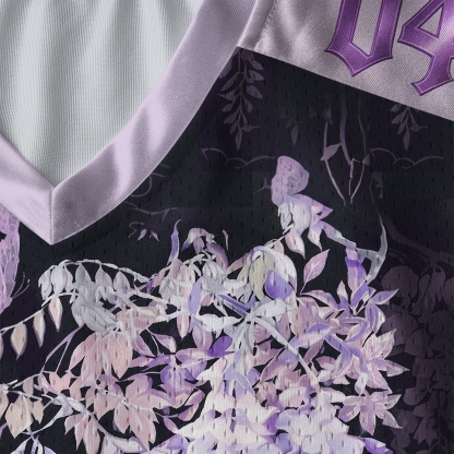 Tokyo-Tiger Wisteria Jpanese Flowers Paneled Long Sleeve Jersey