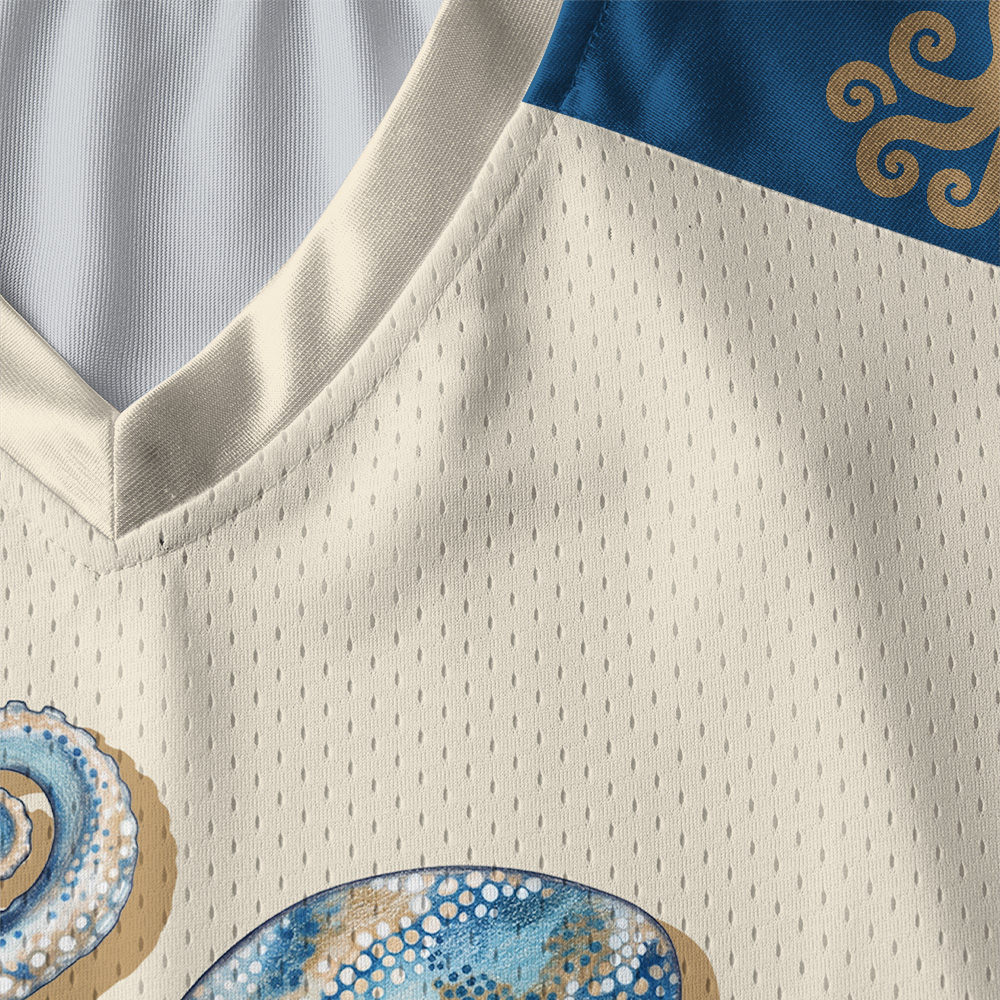 Tokyo-Tiger Octopus Azure Deep Paneled Long Sleeve Jersey