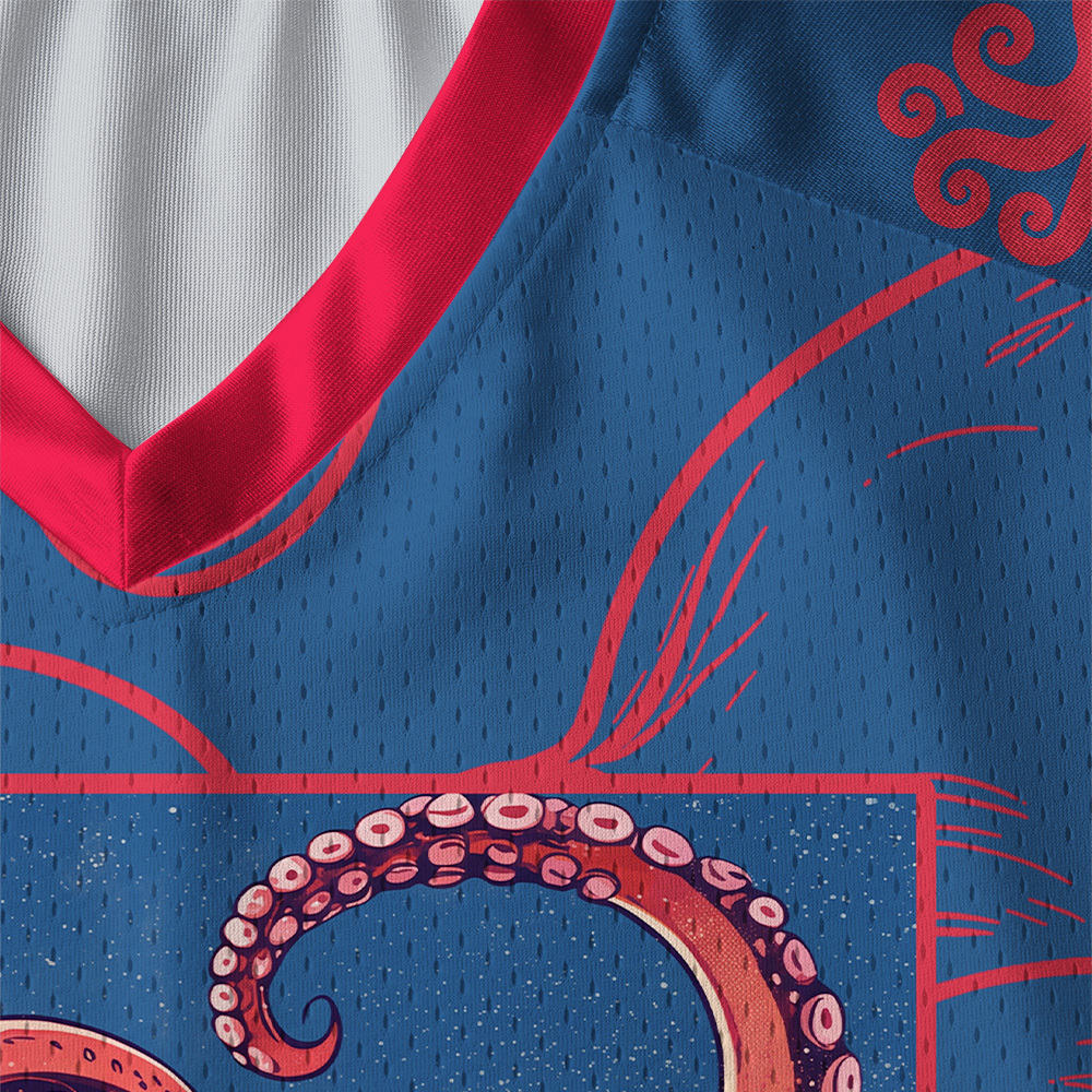 Tokyo-Tiger Crimson Octopus Paneled Long Sleeve Jersey