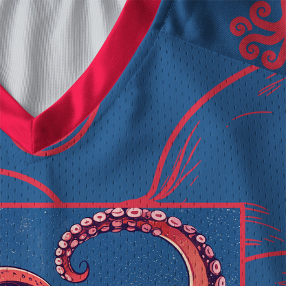Tokyo-Tiger Crimson Octopus Paneled Long Sleeve Jersey