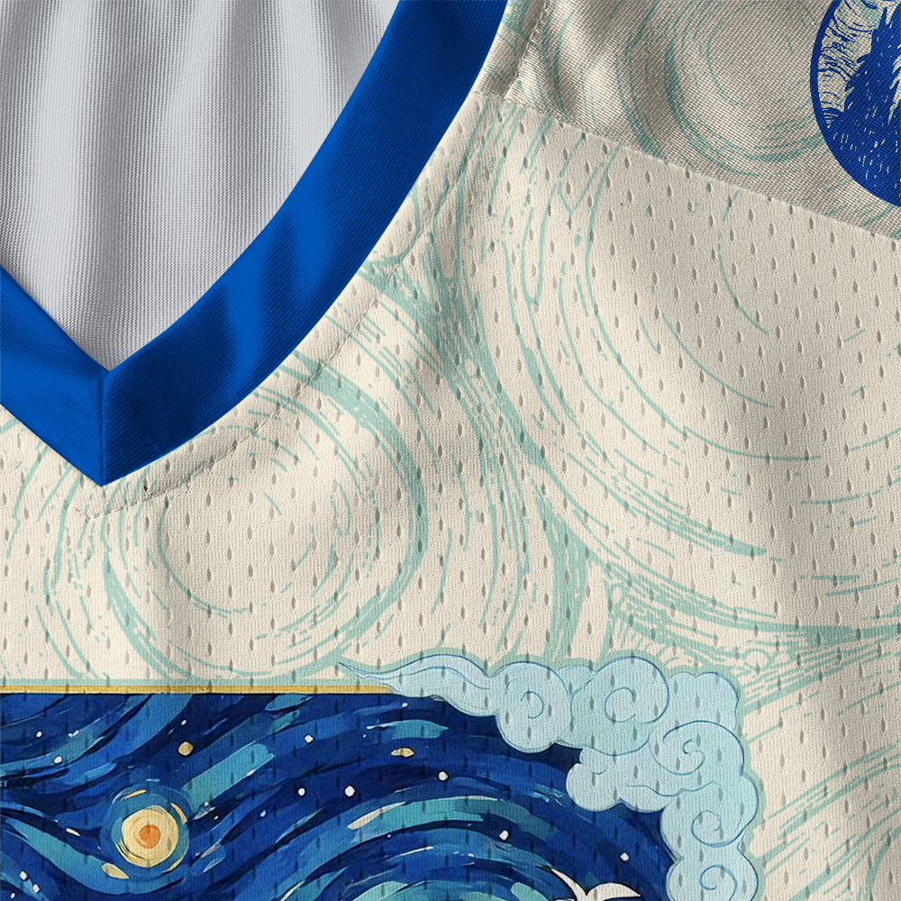 Tokyo-Tiger Starry Waves of Kanagawa Paneled Long Sleeve Jersey