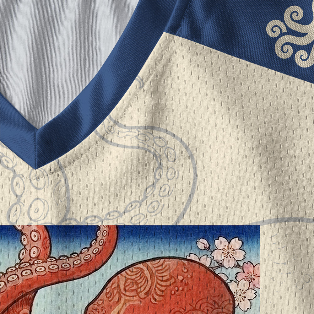 Tokyo-Tiger Octopus Ramen Kanagawa Waves Paneled Long Sleeve Jersey