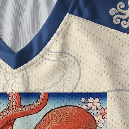 Tokyo-Tiger Octopus Ramen Kanagawa Waves Paneled Long Sleeve Jersey