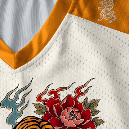 Tokyo-Tiger Floral Tiger Art Paneled Long Sleeve Jersey