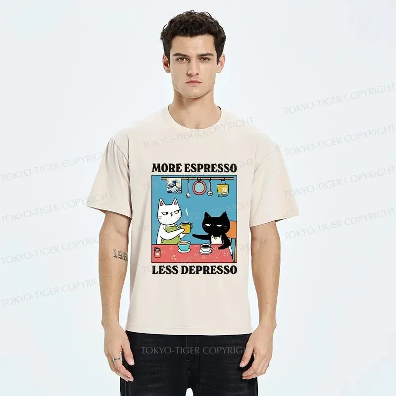 Tokyo-Tiger More Espresso Less Depresso Washed T-Shirt