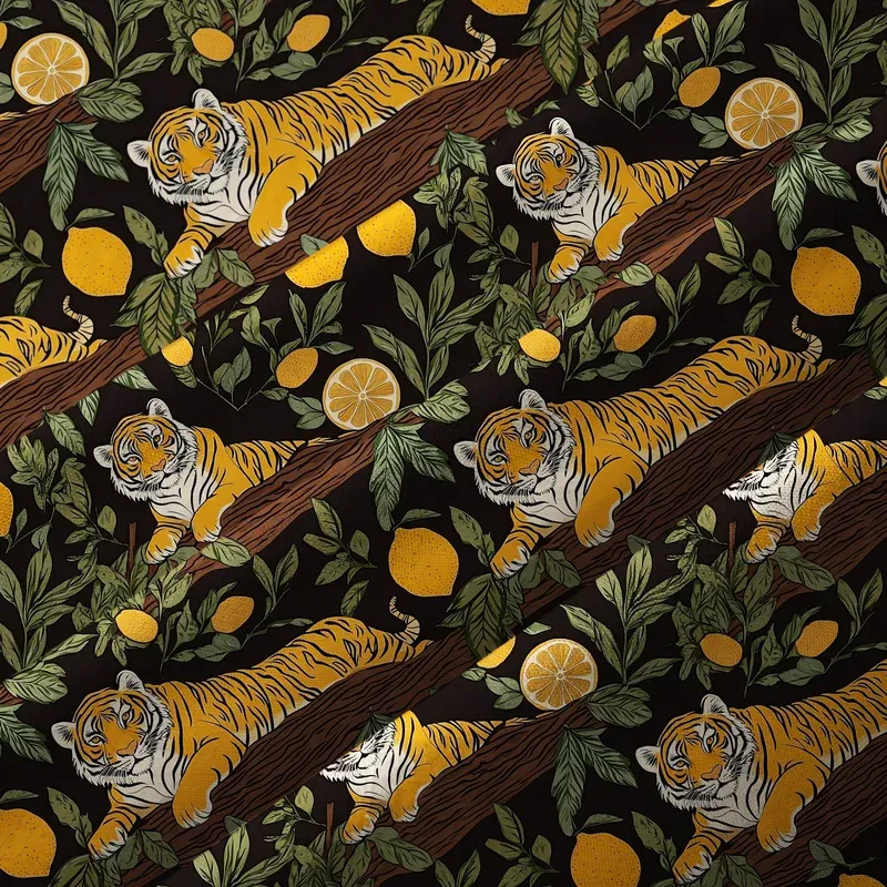 Tokyo-Tiger Tiger In A Lemon Grove Button-up Shirt