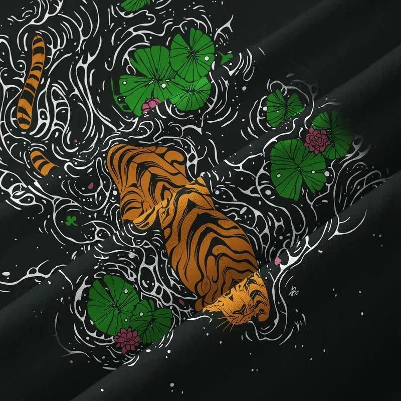 Tokyo-Tiger Fierce Tiger In The Pond Aloha Hawaiian Shirt