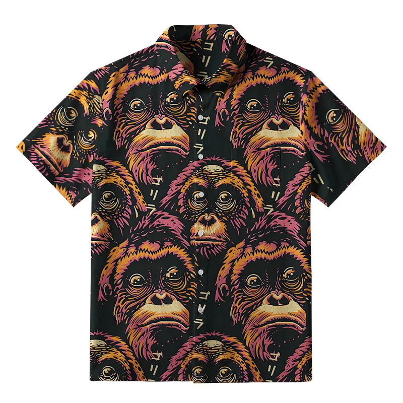 Tokyo-Tiger Mischievous Monkey Button-up Shirt