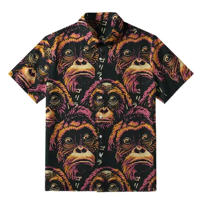 Tokyo-Tiger Mischievous Monkey Button-up Shirt