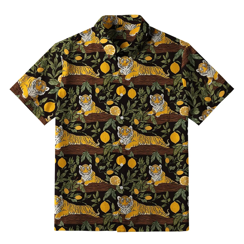 Tokyo-Tiger Tiger In A Lemon Grove Button-up Shirt