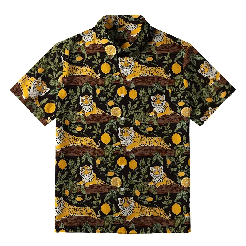 Tokyo-Tiger Tiger In A Lemon Grove Button-up Shirt