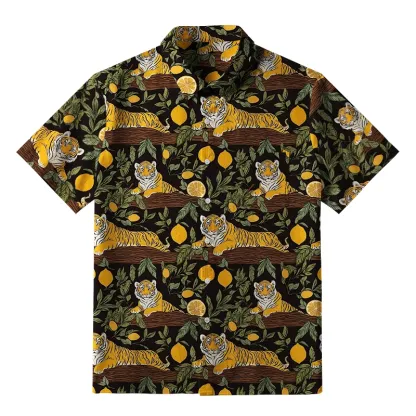 Tokyo-Tiger Tiger In A Lemon Grove Button-up Shirt