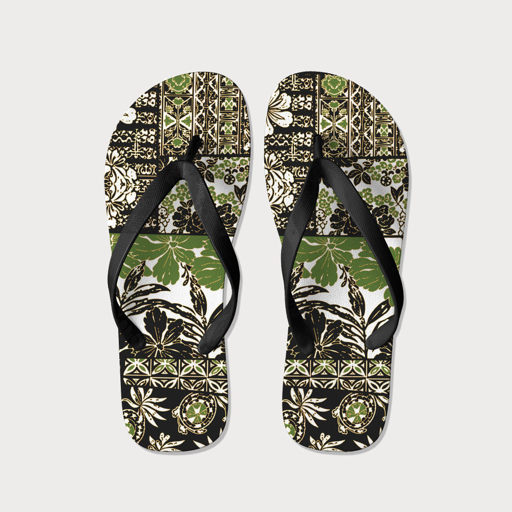 Tokyo-Tiger Tropical Plant Flip Flops