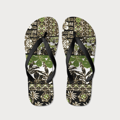 Tokyo-Tiger Tropical Plant Flip Flops