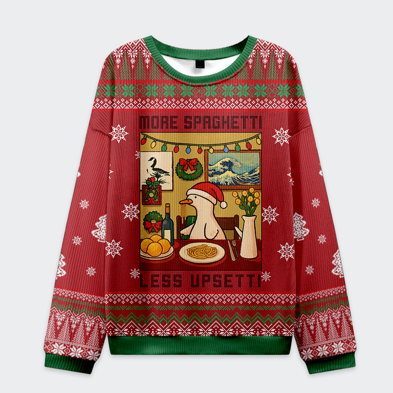 Tokyo-Tiger Goose Less Upsetti, More Spaghetti – The Holiday Mantra  Ugly Sweatshirt