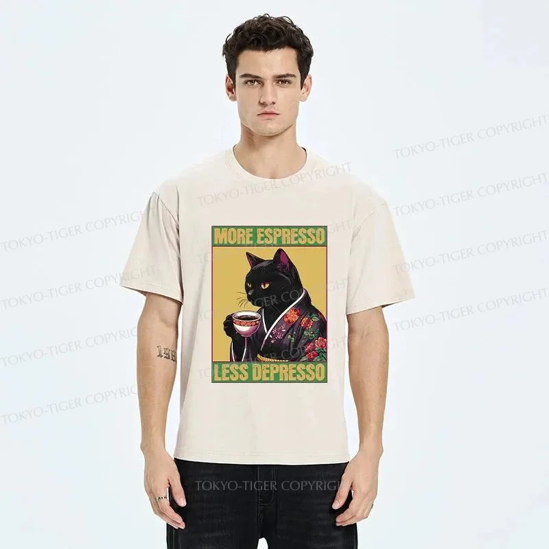 Tokyo-Tiger Up Caffeine Down Depression Washed T-Shirt