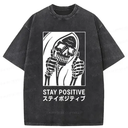 Tokyo-Tiger Stay Positive Skeleton Washed T-Shirt