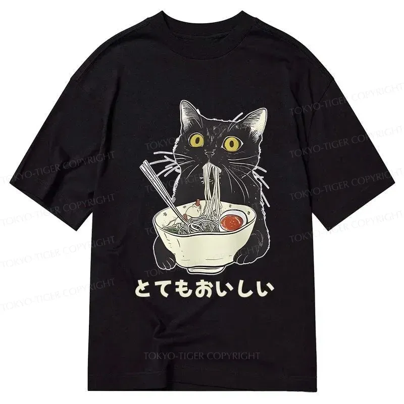 Tokyo-Tiger Cats Eat Ramen Noodles Classic T-Shirt