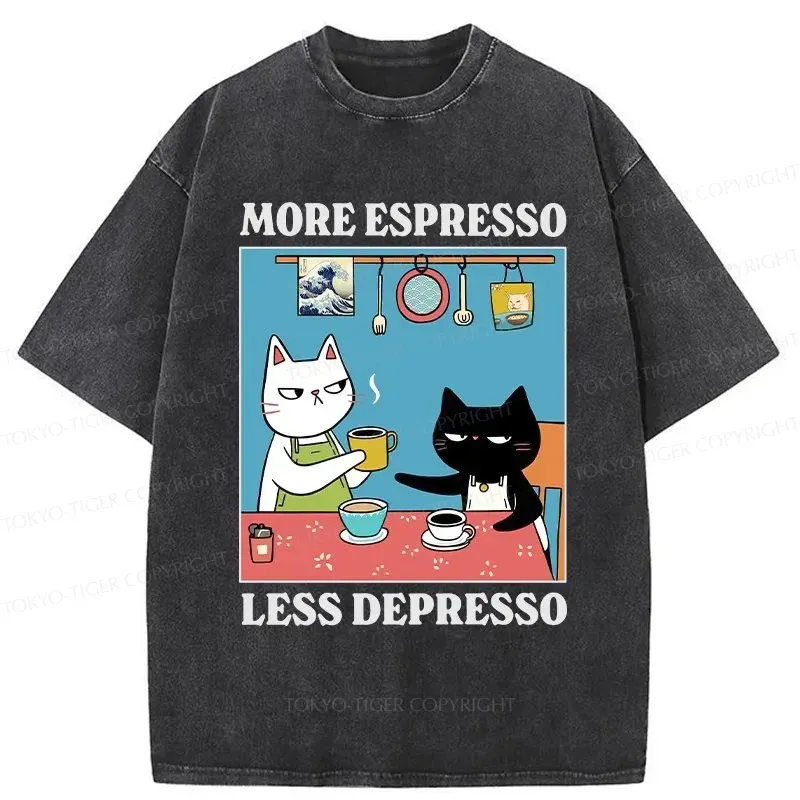 Tokyo-Tiger More Espresso Less Depresso Washed T-Shirt