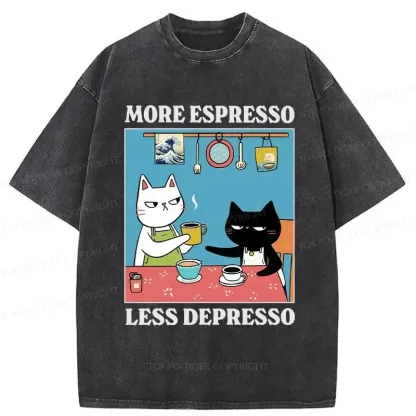 Tokyo-Tiger More Espresso Less Depresso Washed T-Shirt