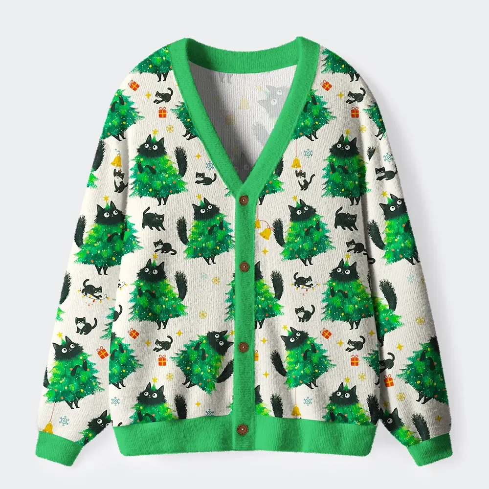 Tokyo-Tiger Christmas Tree Cat Japan Ugly Cardigan Sweater