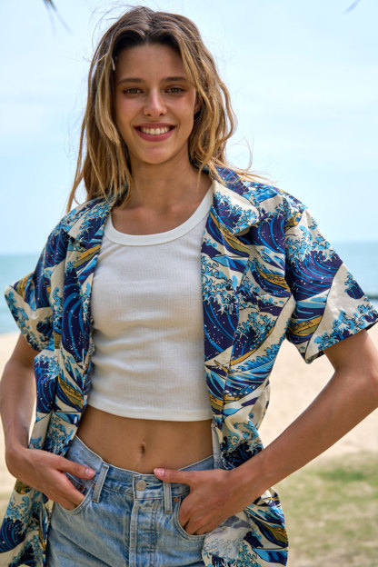 Tokyo-Tiger Japanese Great Wave Aloha Hawaiian Shirt