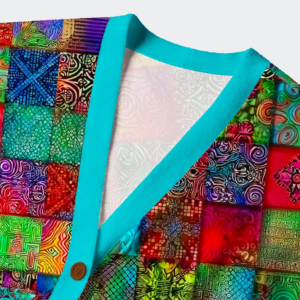 Tokyo-Tiger The Art Of Colorful Geometry Ugly Cardigan Sweater