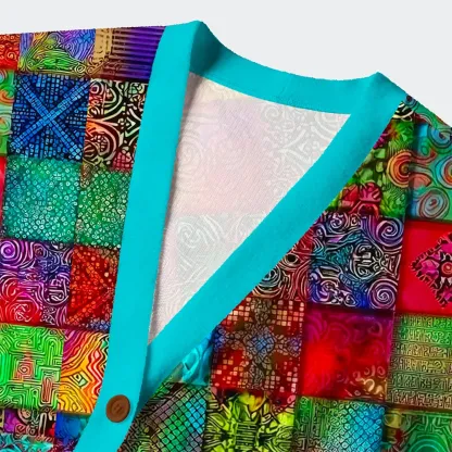 Tokyo-Tiger The Art Of Colorful Geometry Ugly Cardigan Sweater