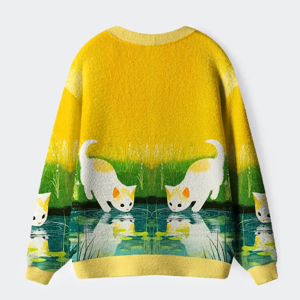 Tokyo-Tiger Sunny Adventures Of Two Curious Cats Ugly Cardigan Sweater