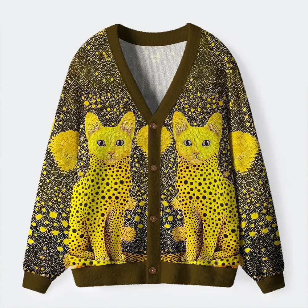 Tokyo-Tiger Polka Dot Pattern：Cats In Style Ugly Cardigan Sweater