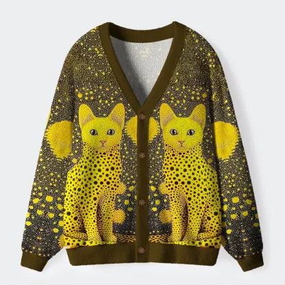 Tokyo-Tiger Polka Dot Pattern：Cats In Style Ugly Cardigan Sweater