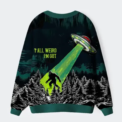 Tokyo-Tiger Funny Bigfoot：Y'all Weird I'm Out Ugly Cardigan Sweater