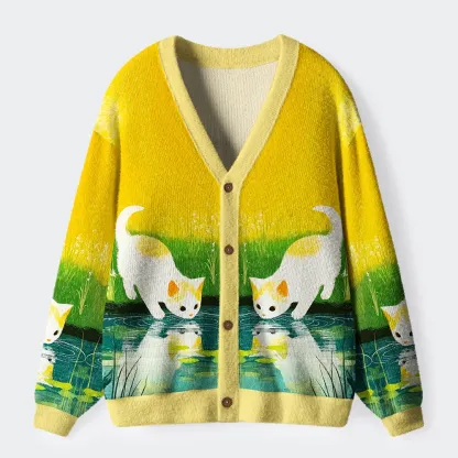 Tokyo-Tiger Sunny Adventures Of Two Curious Cats Ugly Cardigan Sweater
