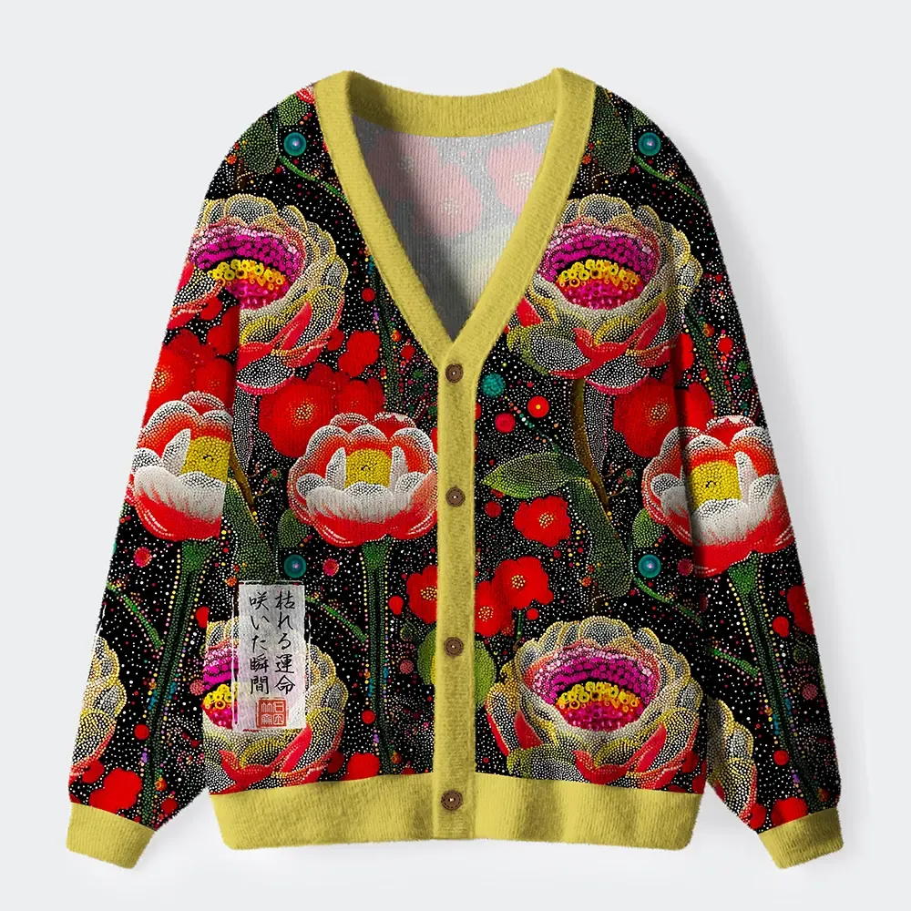 Tokyo-Tiger Polka Dot Magical Style Flowers：Bloom and Decay Ugly Cardigan Sweater