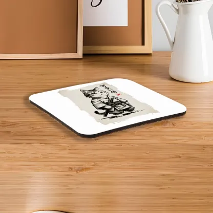 Tokyo-Tiger Japanese Samurai Cat Illustration Coaster