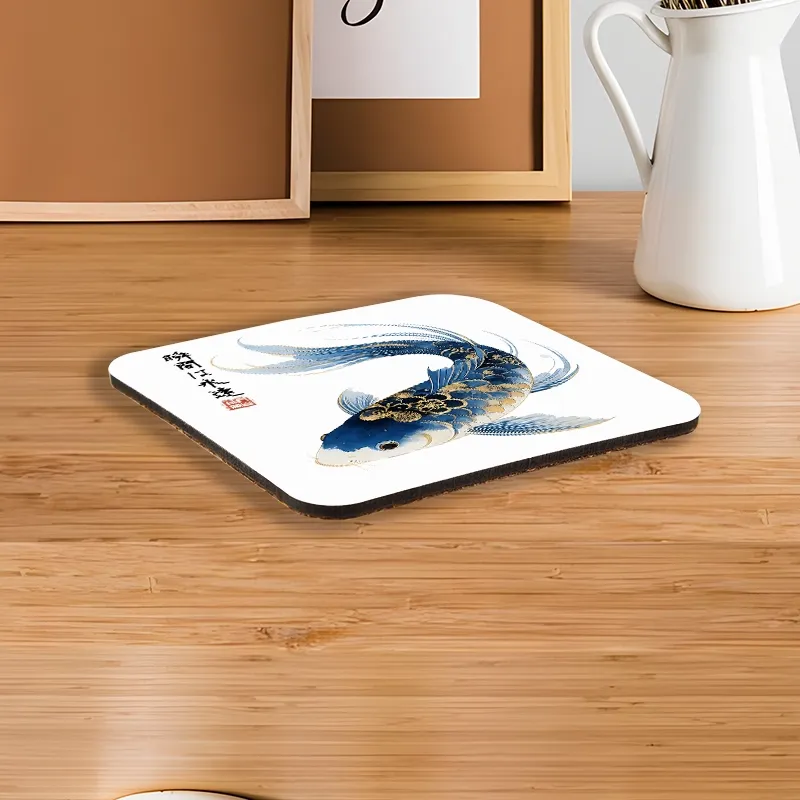 Tokyo-Tiger Elegant Koi Fish Watercolor Art Coaster