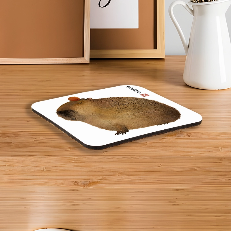 Tokyo-Tiger Calm Capybara Illustration Coaster