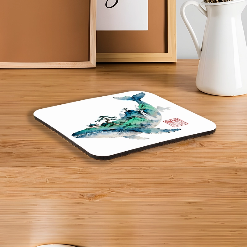Tokyo-Tiger Whale Ink Painting Landscape Coaster