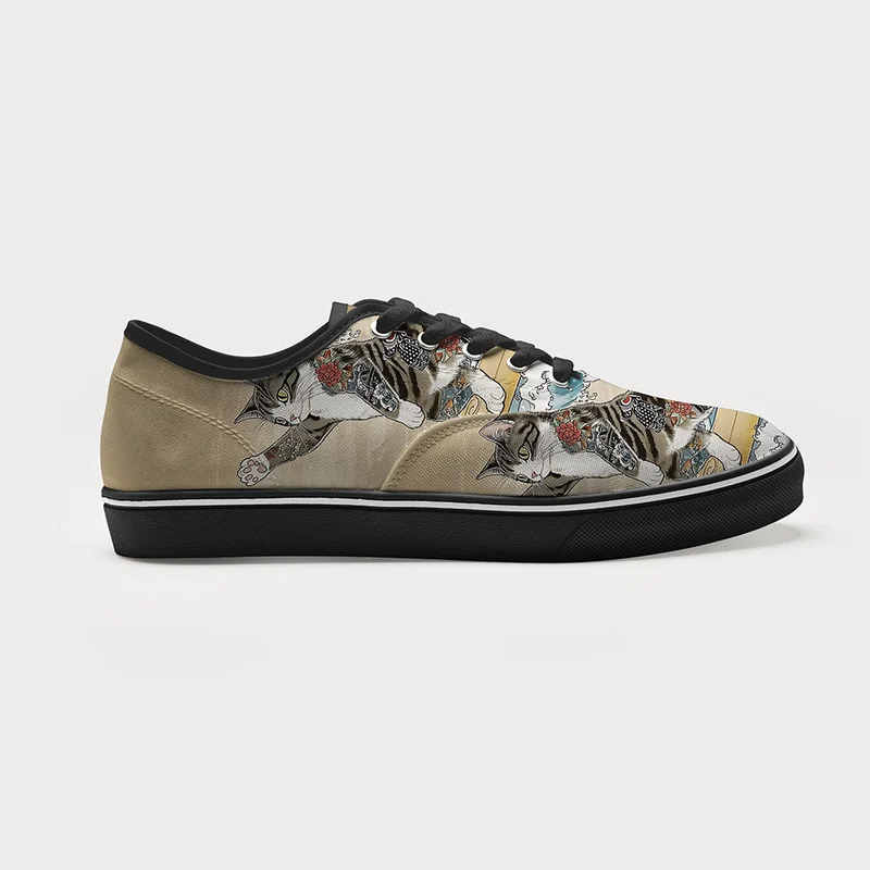 Tokyo-Tiger Cat Surfing Canvas Shoes