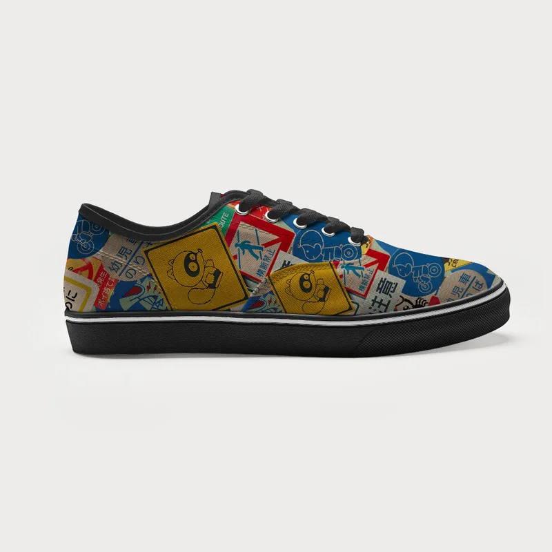 Tokyo-Tiger Playful Urban Sign Canvas Shoes