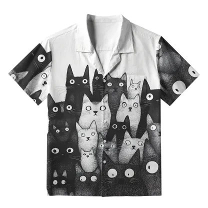 Tokyo-Tiger Funny Cats' Gaze Aloha Hawaiian Shirt