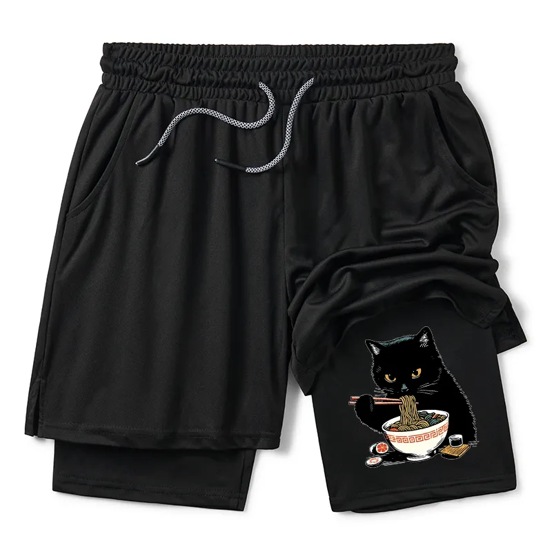 Tokyo-Tiger Cat Eating Favorite Ramen Training Shorts Sale
