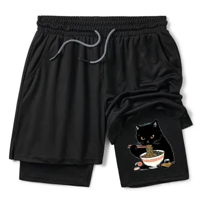 Tokyo-Tiger Cat Eating Favorite Ramen Training Shorts
