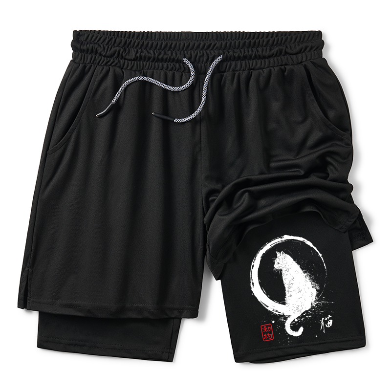 Tokyo-Tiger Retro Japanese Black Cat Training Shorts